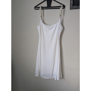FASHION NOVA Pearl Strap Mini Dress 1X White, women's